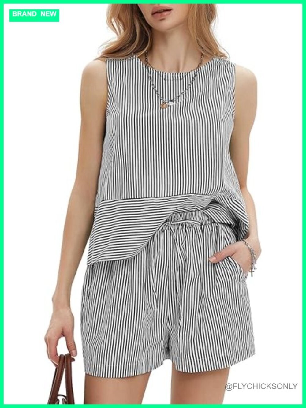 100% Cotton Two Piece Sets Summer Outfits Sleeveless Tank Top Matching Shorts